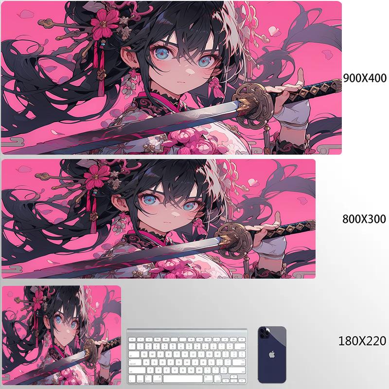 Large Gaming Mousepad Cute Anime Girls Locking Edge Keyboard Mouse Pad Gamer Non-Slip Computer Mouse Mat Kawaii Deskmat Carpet