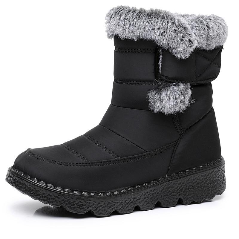 Winter snow boots thick-soled high-top large-size cotton shoes velvet warm Velcro outdoor waterproof cotton shoes