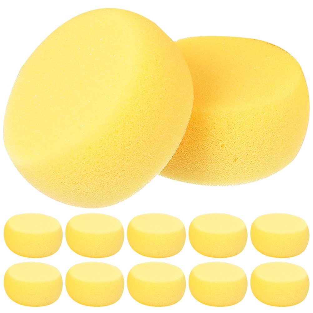 24pcs Yellow Round Cake Sponge 24 Pieces Bath Sponge Round Makeup Sponge Powder Puff Scrubber Oil for Face Circle Sponge Compression Travel Sponge