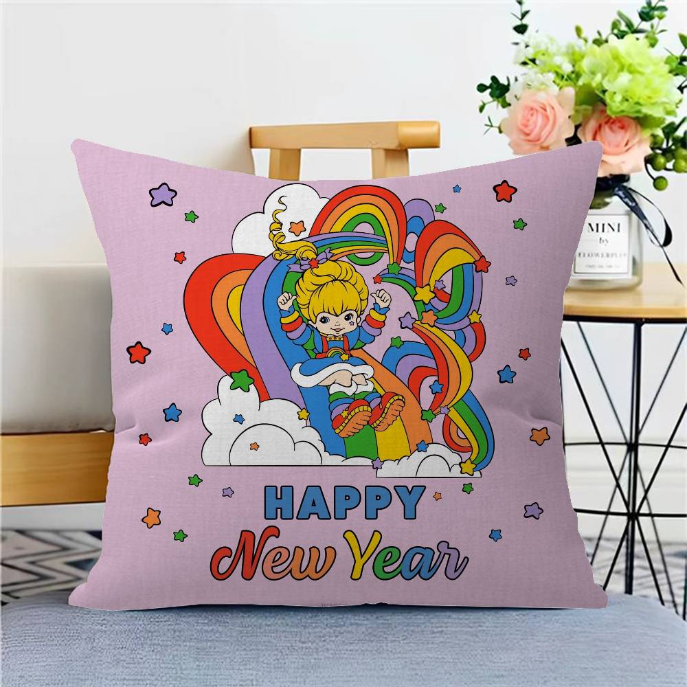 

R-Rainbow B-Brite Cartoon Pillow Cover For Bedroom Room And Living Room Sofa Decorative Cushion Cover 12x12Inch