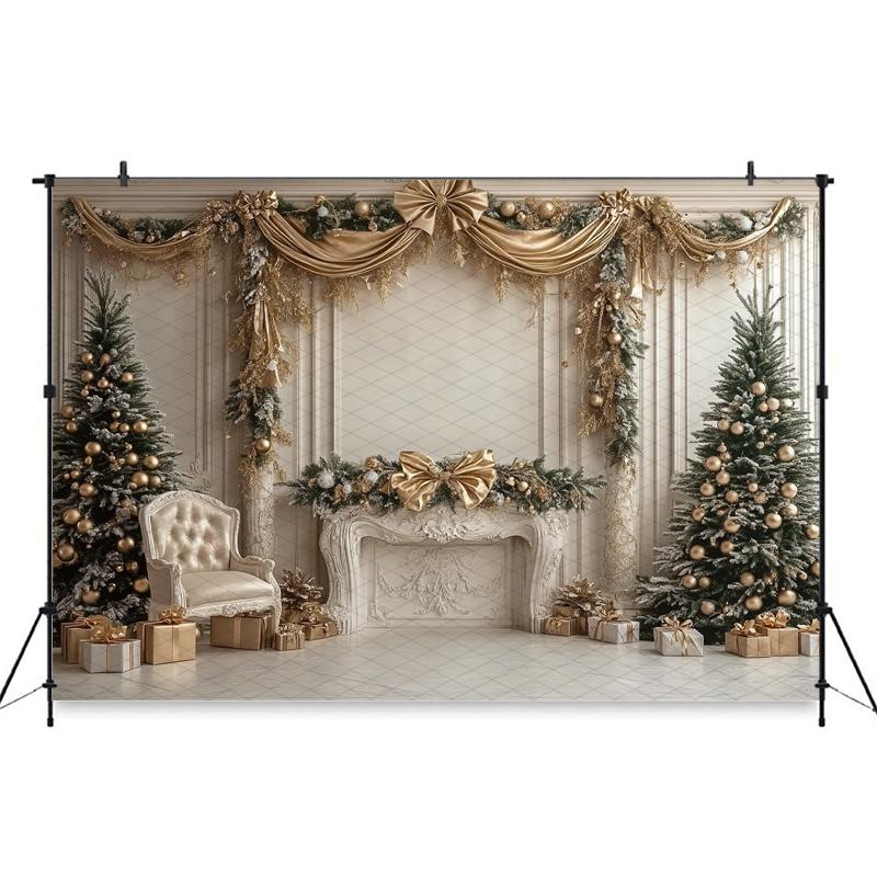 Mocsicka Christmas Background Photography New Year Party Tree Beige Wall Decorations Adult Child Photo Backdrop Studio Wallpaper