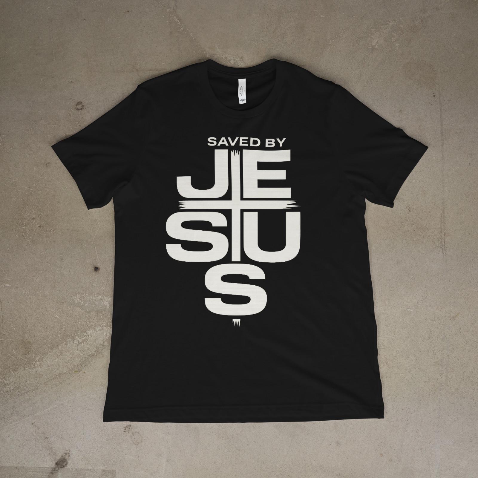 Jesus Saved My Life Christian T-Shirt | Faith Cross Heartbeat Religious Tee L
