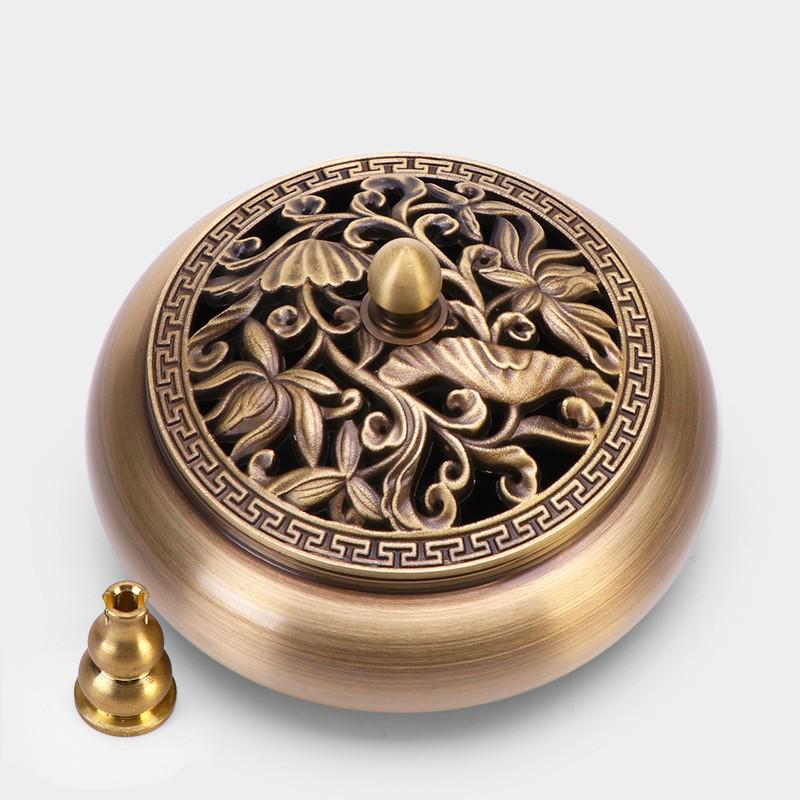 Jinlian Räuchergefäß aus Messing mit flachem Boden für den Heim- und Innenbereich