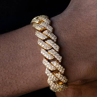 Women Hip Hop Iced Out Crystal Prong Cuban Chain Bracelets Woman Luxury Paved Rhinestone Link Chain Bracelet Punk Rapper Jewelry