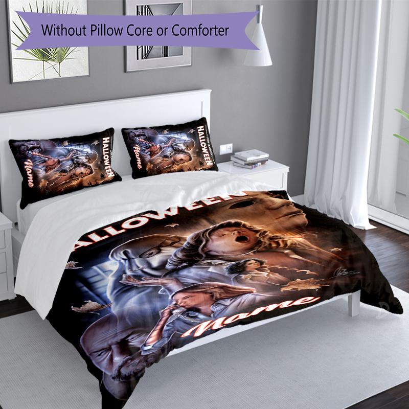 Set da 3 pezzi con nome personalizzato Michael Myers, Include 1 copripiumino e 2 federe, Decorazione per camera da letto per tutte le stagioni