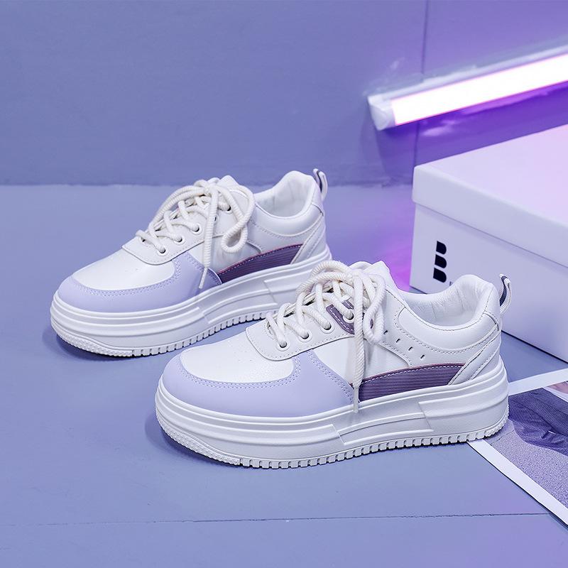 

Новые весенние маленькие белые туфли, женские туфли с круглым носком, одинаковые по цвету, повседневные универсальные туфли на платформе 36 фиолетовый