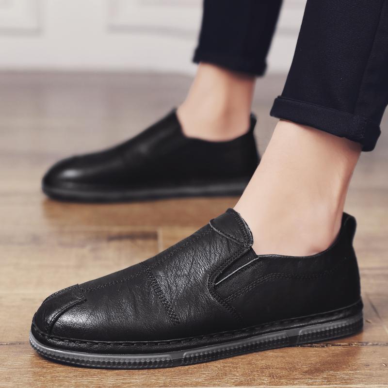 Casual leather shoes business soft sole British style beef tendon sole tide shoes autumn lazy shoes Doudou shoes