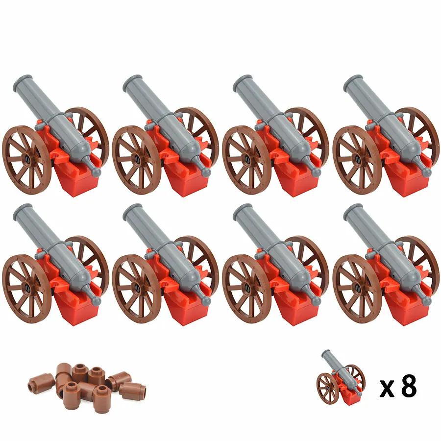 Military WW2 Bricks Parts 2527 Weapon Cannon Base Shells Figure Shooting Cannons with Cannonballs Pirate Boat Land Force Blocks