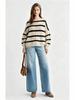 2026 Autumn/Winter Elegant Striped Knit Sweater - Sweet and Stylish Low Round Neck Pullover for Women