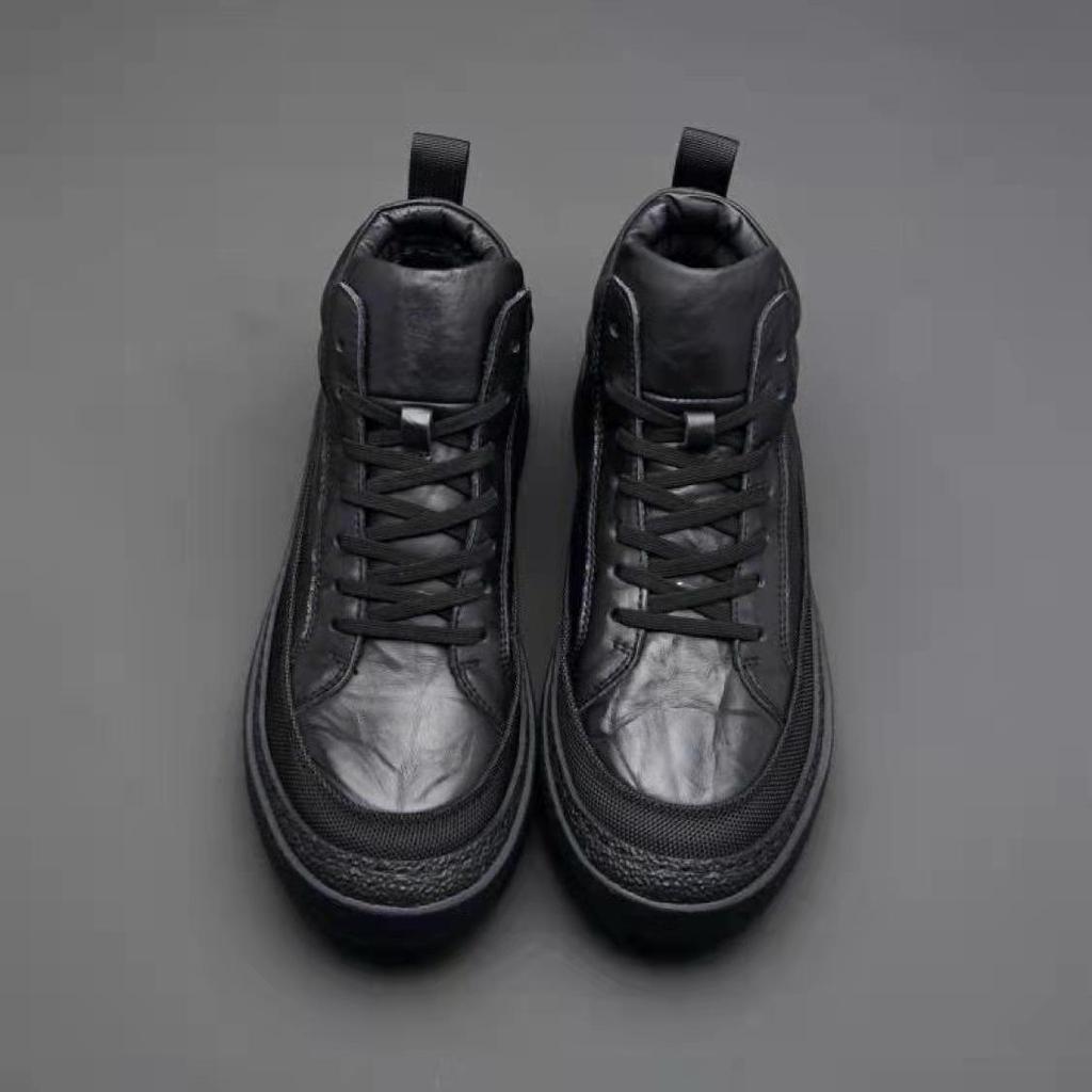 Herren Trendige High-Top Stiefeletten: Herbstliche Lässige Plus Samt Leder Rindsleder Schuhe