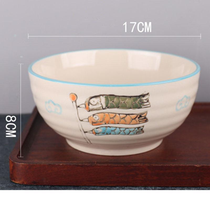 Japanese Underglaze Hand-painted 7-inch Ceramic Household Ramen Bowl Soup Bowl Commercial Restaurant Noodle Bowl Large