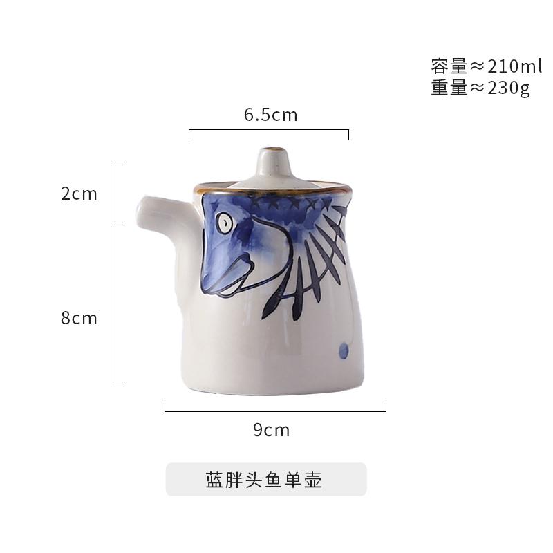 Creative Hand-painted Ceramic Seasoning Jar Set Soy Sauce Pot Kitchen Salt Sugar Pepper Storage Jar Home Condiment Spice Jar