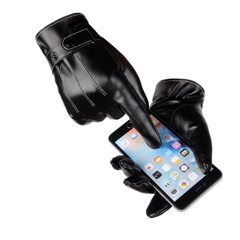 Men'S And Women'S Touch Screen Leather Gloves Winter Warm Waterproof Windproof Piled Thickened Outdoor Motorcycle Riding Gloves