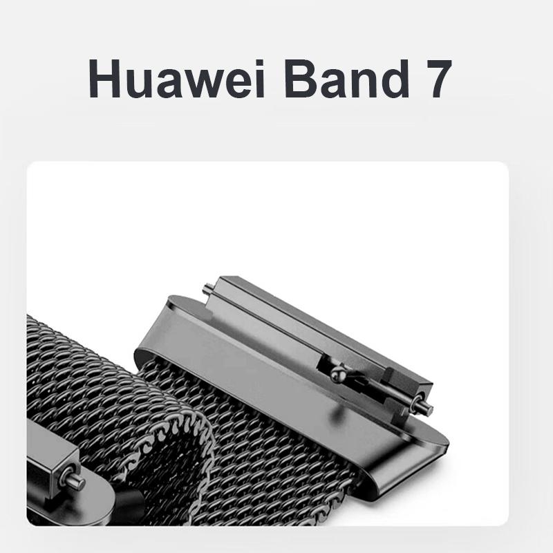 Metallklokkerem for Huawei Band 6 7 Band Honor 6 Armbånd med TPU-veske Skjermbeskytter Myk film Huawei Magnetic Loop Strap