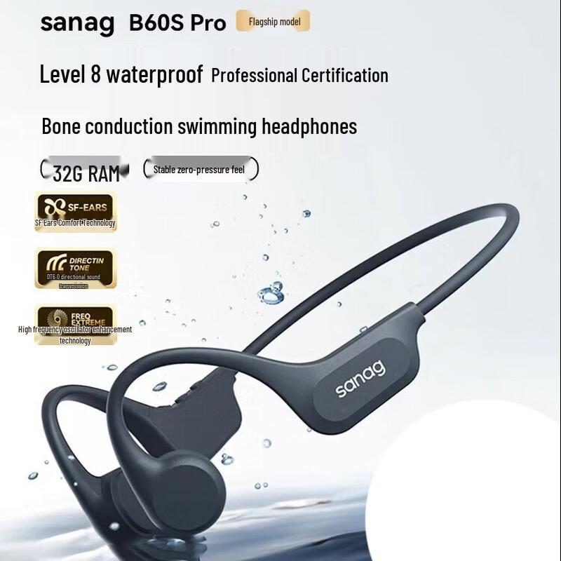 Sanag B60S Pro 64GB Bone Conduction Open-Ear Sports Headphones
