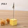 Metal Pole Memo Stand 2 Pcs Wooden Cube Base Holder with Clips, Mini Table Multi-combination Number Stands for Name Cards, Photos, Memos, Wedding,