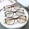 Leopard Square Metal Accessory Anti Blue Light High Definition Reading Glasses Woman Men Vintage Reader Eyeglasses