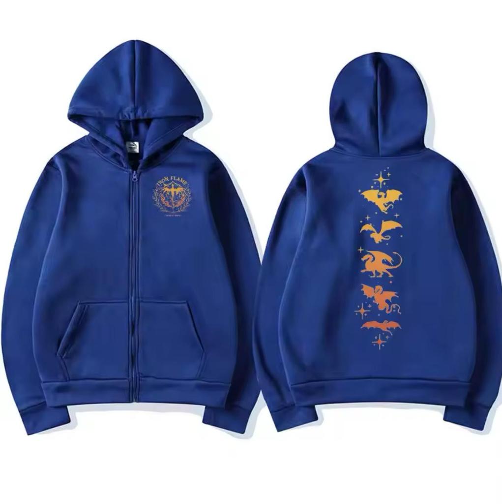 Unisex European Harajuku Style Printed Hooded Zipper Sweatshirt Cardigan