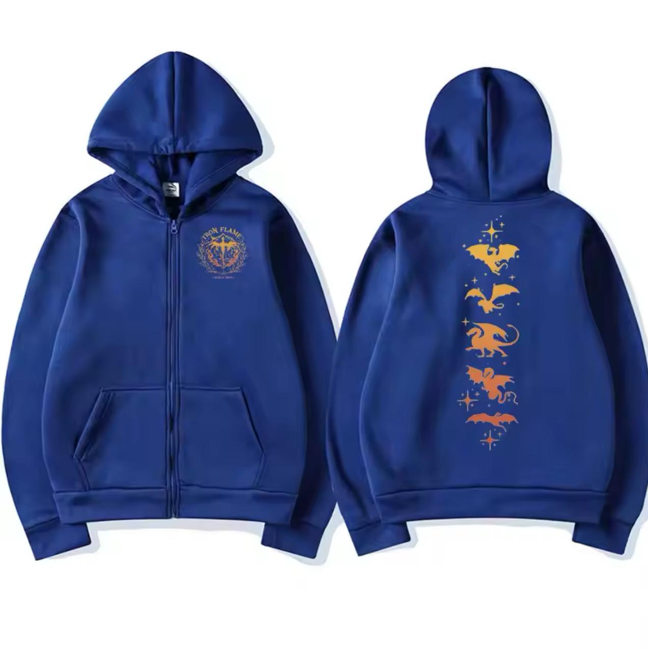 

Unisex European Harajuku Style Printed Hooded Zipper Sweatshirt Cardigan Extra Large