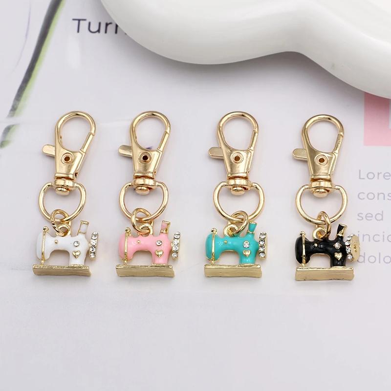 4Pcs Mini Sewing Machine Keychains – A Stitch Of Memory & Meaning, Vintage Miniature Enamel Metal Sewing Machine Keychain