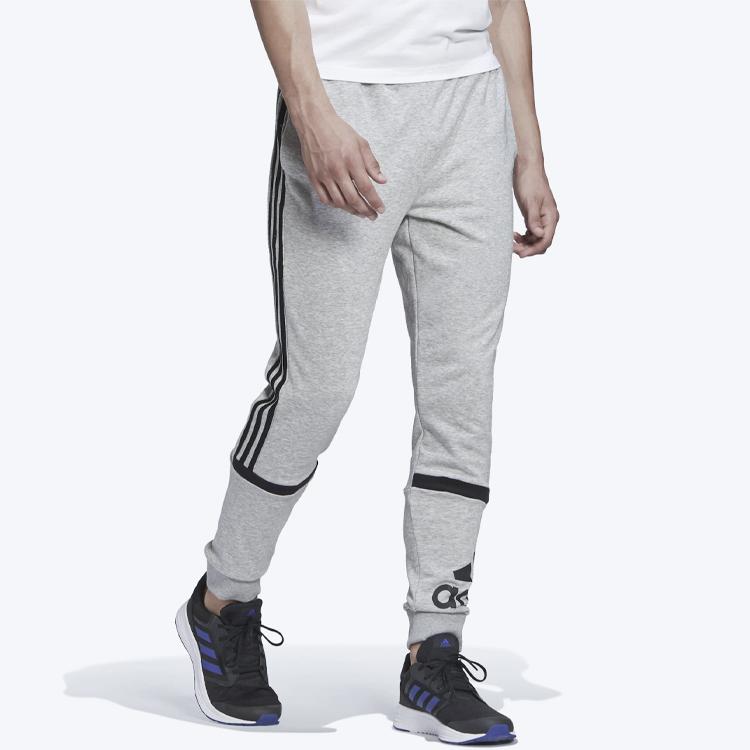 Adidas Trainingshose mit Logo-Print und kontrastierenden Bündchen aus Strick für Herren, Grau, GK8964
