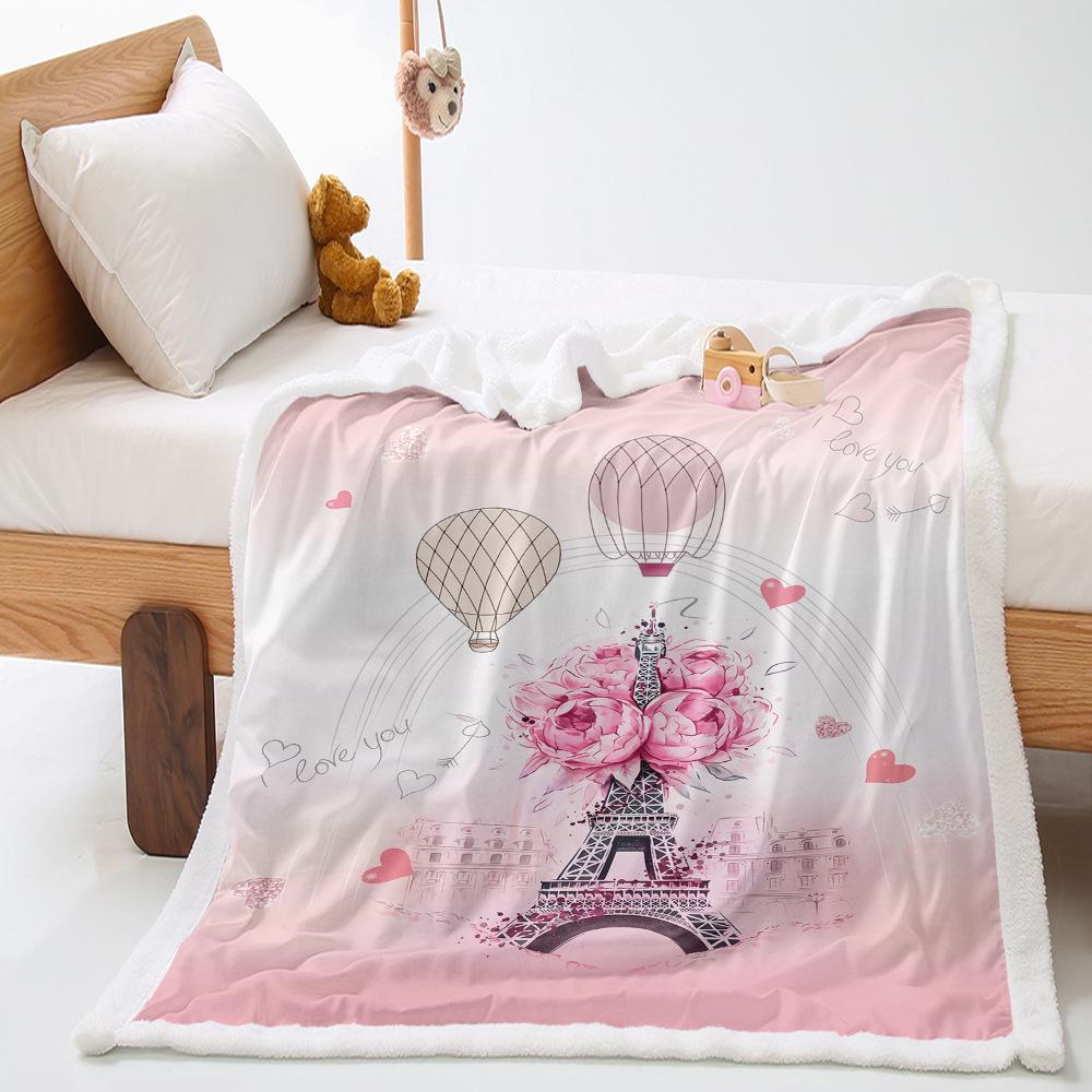 Couple Simple Painting 2D Digital Printing Thickened Lamb Wool Crystal Fleece Blanket One Piece