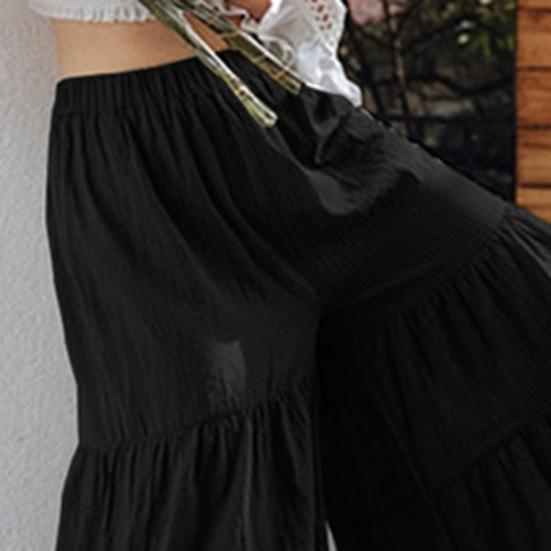Washable Trousers Skirt Stylish Elastic Waist Skin-friendly Female Wide Leg Trouser Layered Skirt
