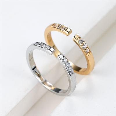 Mode Weibliche Goldene Silbrig CZ Einstellbare Ring Luxus Inlay CZ Weiß Stein Mode Hochzeit Bands Ring Schmuck für Frauen