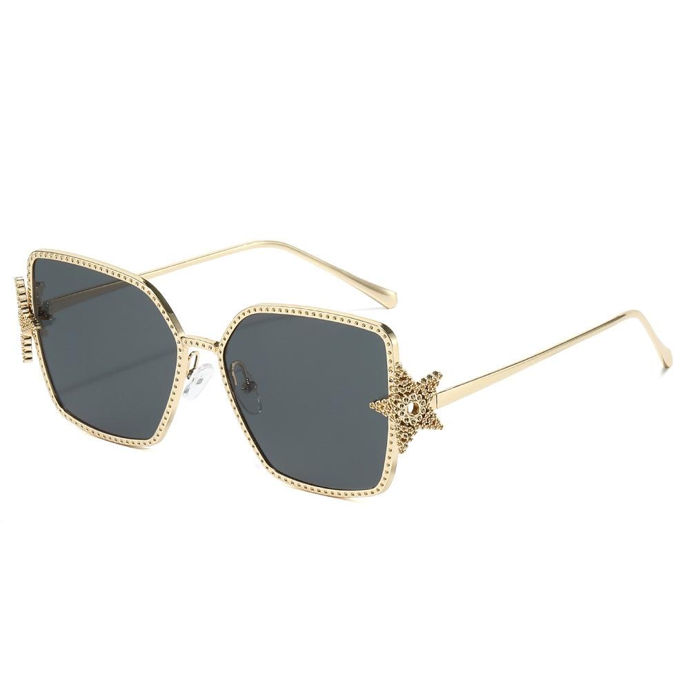 New Luxury Oversized Square Women Sunglasses Five Pointed Star Diamond Design Trendy UV400 Sun Glasses for Men and Women
