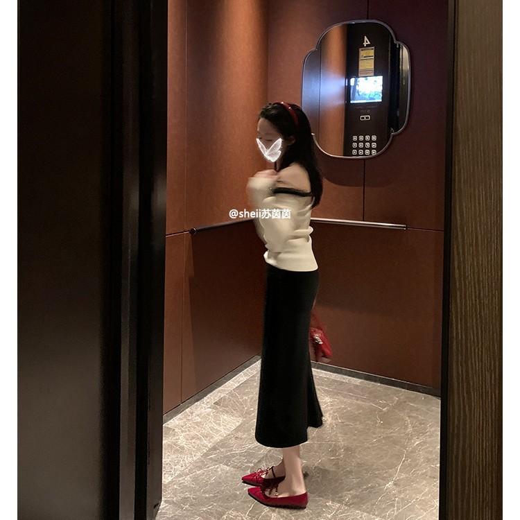 [Su Yinyin of the Same Style] Hepburn Dinner Party~ Pointed Bow, Shallow Mouth Flat Bottom Mary Jane Single Shoes, Women's Banquet Shoes