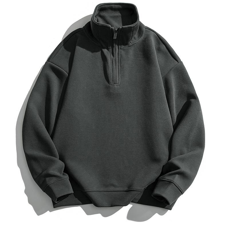 Men's Half-High Collar Zipper Hoodie - Casual, Loose, Versatile Base Layer for Couples