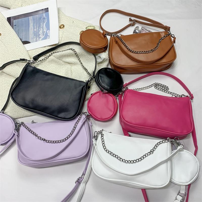 Solid Color Pu Zipper Shoulder Bags Stylish Design Hot Trendy 2026 Bags for Women Retro High Quality Crossbody Bags