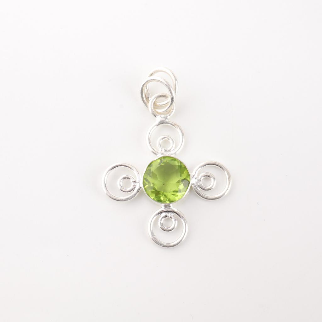 925 Sterling Silver Necklace Pendant Peridot Gemstone Unique Handcrafted Gift PP-41-3
