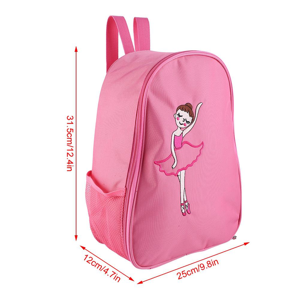Girls Ballet Dance Embroidered Backpack Kids Shoulder Sports Bag(Pink)