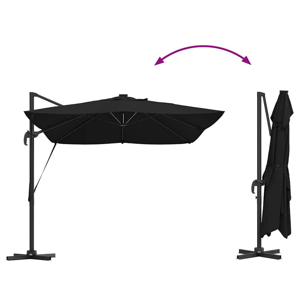 Cantilever Sun Umbrella Black 352 x 251 x 265 cm Polyester and Aluminum