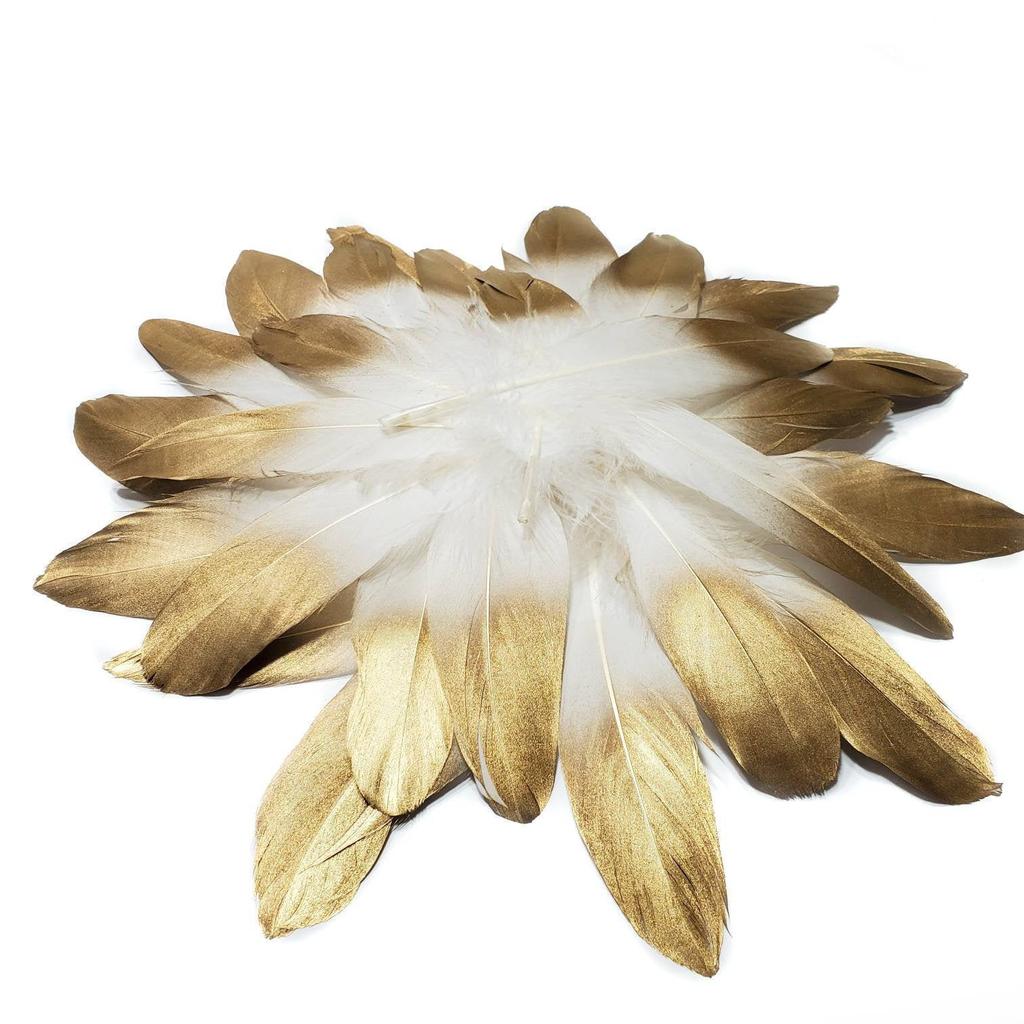 10PCS Gold Feathers Decoration 15-20CM Natural White Turkey Goose Duck Pheasant Feathers Plumes Handicraft Accessories