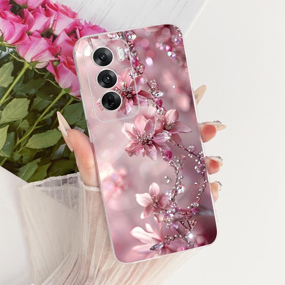 For Oppo Reno12 Pro Case CPH2629 Luxury Flowers Butterfly Painted Cover Soft Silicone Case For Oppo Reno 12 Pro Reno12 5G Fundas