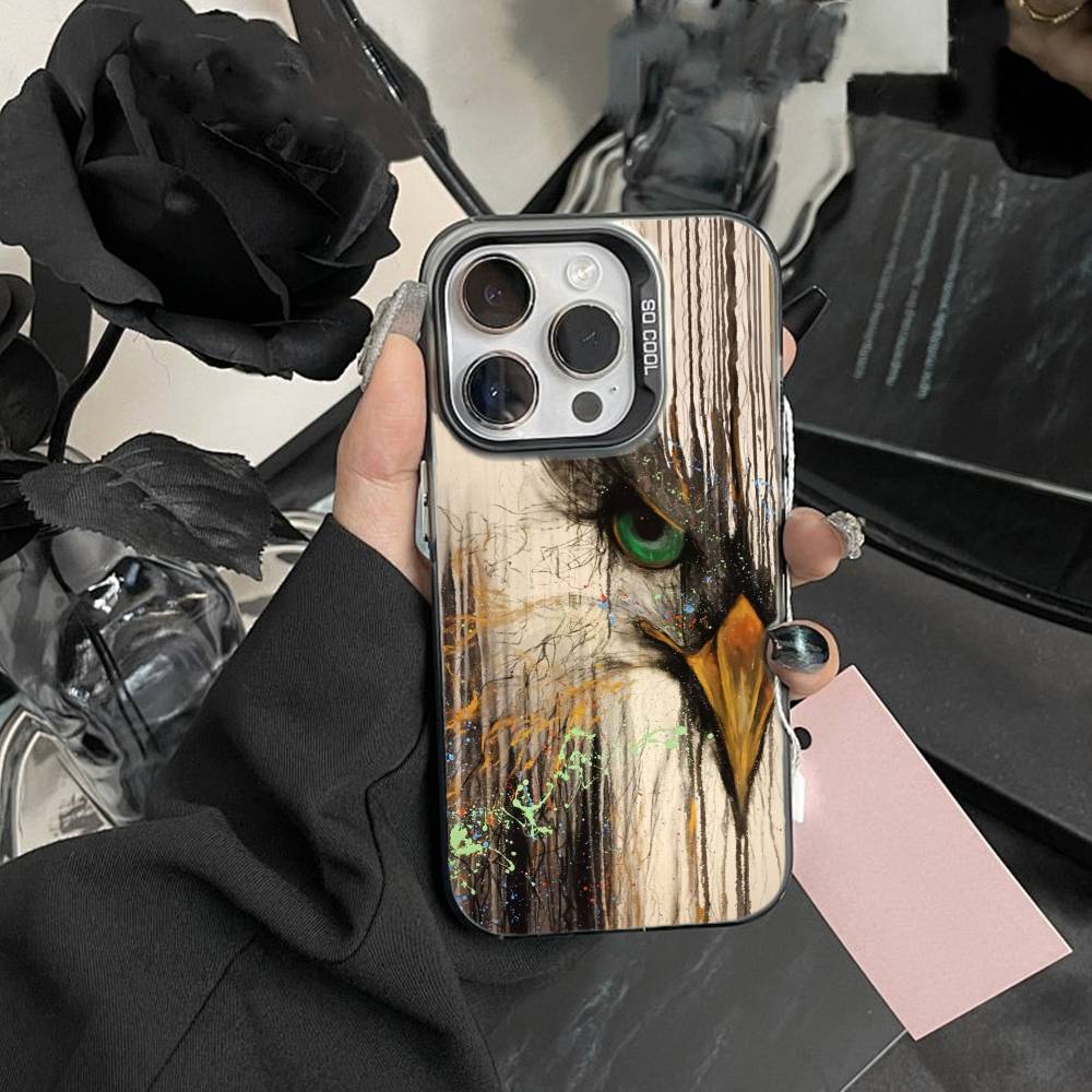 Cool Eagle Phone Case For iPhone17, 16,15,14,13,12 Pro Max Black Candy Matte Shockproof Cover