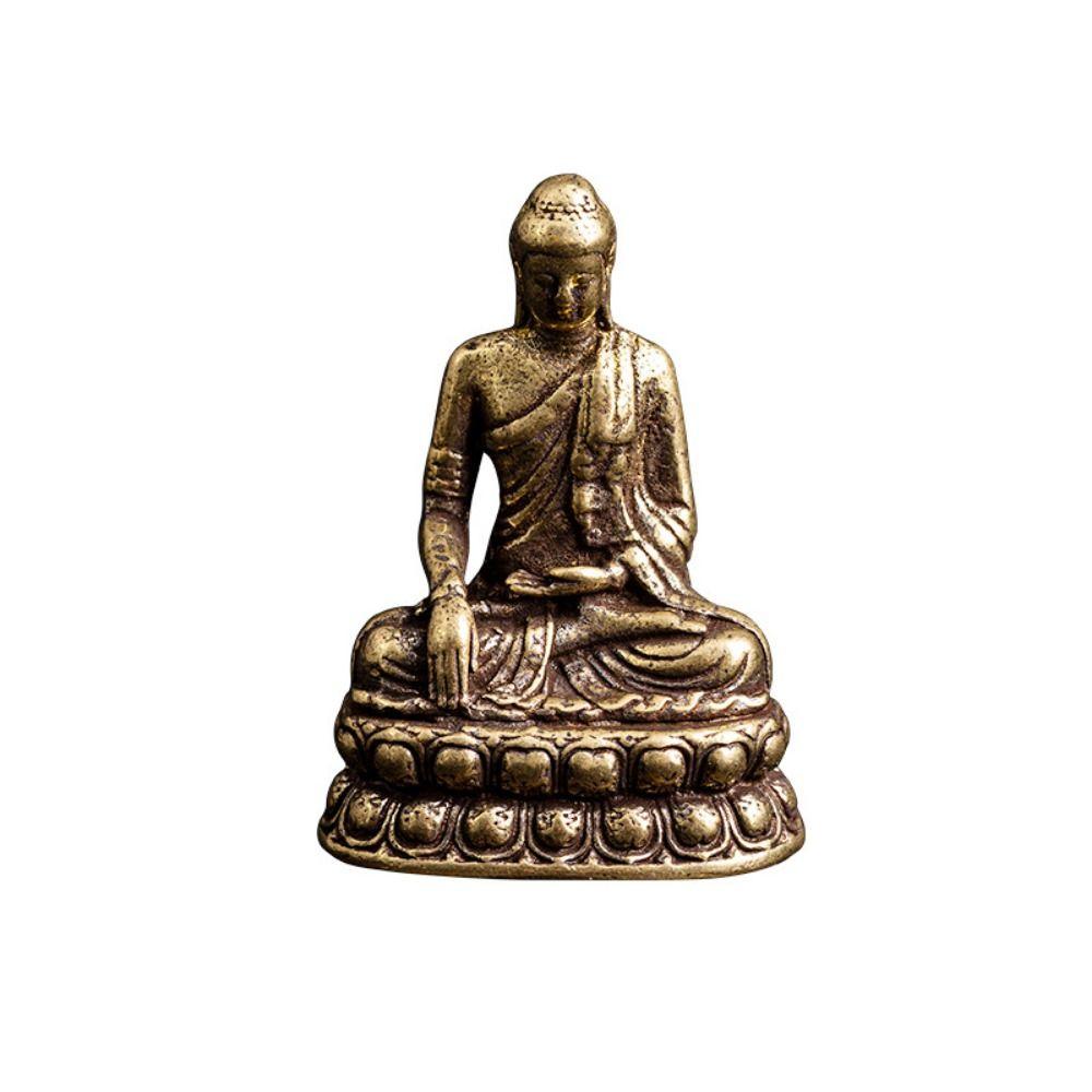 

For Collection Worship Antique Fengshui Micro-carving Buddha Trinkets Sitting Buddha Figurine Desktop Decor Sakyamuni Statue латунный