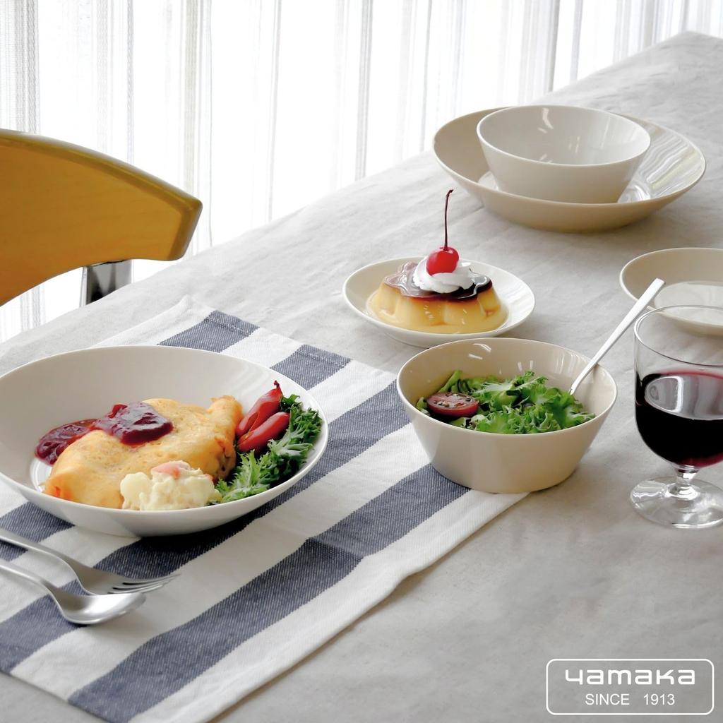Yamaka Shoten Dining Dinnerware Stylish Plates for Single or Two Microwave and Dishwasher Mino Made In Perfect As a Gift for New White and "Natural