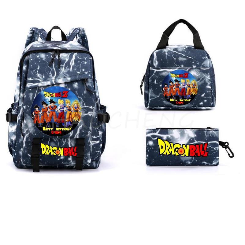 Dragon Ball Peripheral Cartoon Printed Backpack 3PCS Set Student School Bag Shoulder Bag Pencil Case Set
