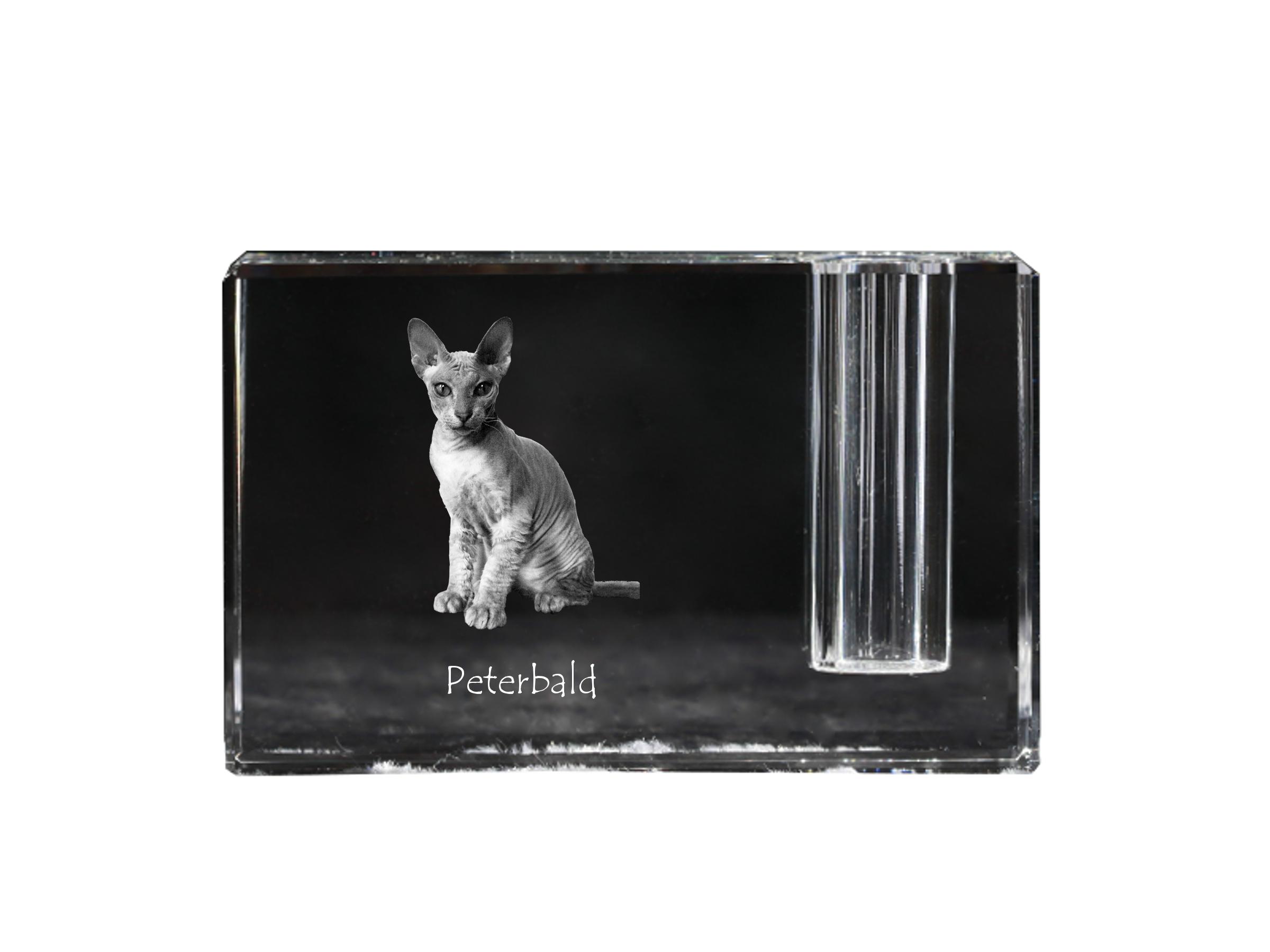 Peterbald - Portapenne, organizer in cristallo con foto di gatto, decorazione da scrivania unica del marchio Art-Dog trasparente