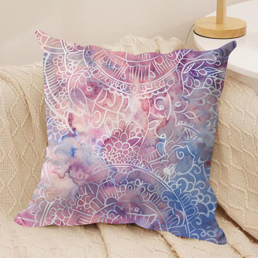 Colorful Floral Mandala Pattern Cushion Cover Short Plush Doublesided Print Square Throw Pillow Covers Sofa Home Cushion Decor