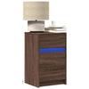 VidaXL Bedside Cabinet and LED Lights Brown Oak Engineered Wood, Side Table, Bedside Cabinet, Side Table for 852018