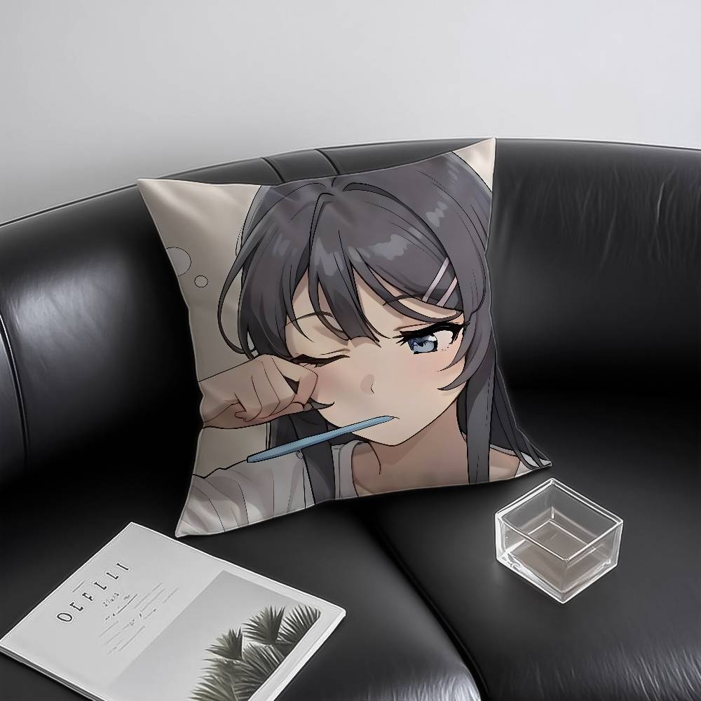 Mai S-sakurajima S-Sexy Pillow Case Anti-dustmite Pillowcase Invisible zipper silky short plush Sofa cushion cover