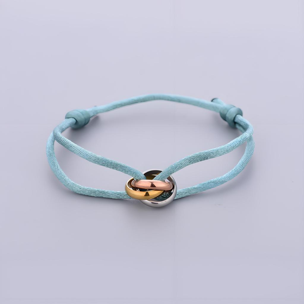 Trinity Bracelet Stainless Steel Circle Women's Bracelet Different Colors of Rope Classic Popular Tricolor GradientJewelry