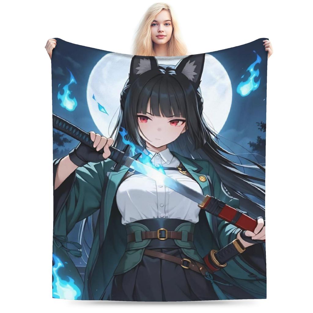 ZZZ Ellen Nicole Miyabi Plush Blanket Girls Boys  Flannel Throw Blanket For Couch Chair Super Warm Custom Quality Bedspread Gift