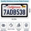 License Plate Frames Black - 2 Pack Rustproof Stainless Steel License Plate Holders, Well-Equipped Durable Front License Plate Mounting Kit With 2
