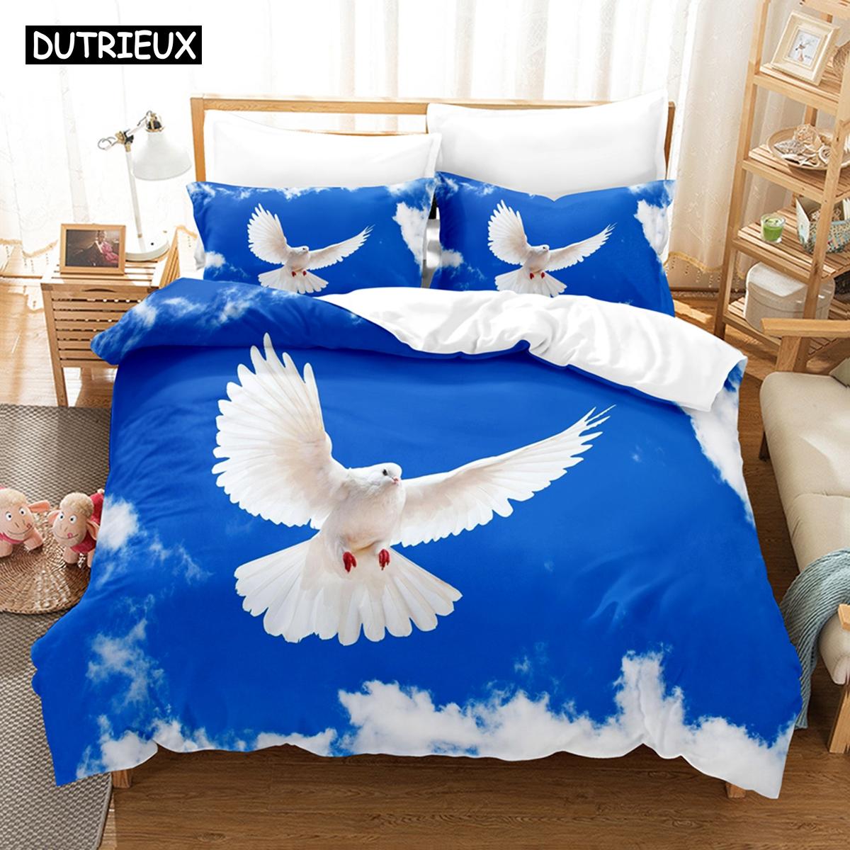 

Комплект постельного белья с изображением животных в виде голубя, напечатанный на 3D принтере, пододеяльник с наволочкой, двуспальная кровать, односпальная кровать размера «king-size» 150x200cm 3pcs