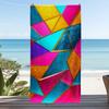Geometric Mosaic Beach Towel Multicolor Triangle Blocks Quick Dry for Modern Interior or Poolside